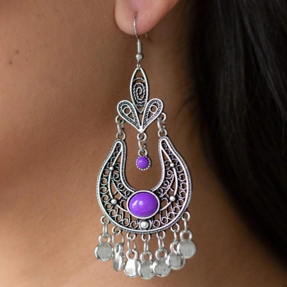 Fiesta Flair Purple Fashion Earrings